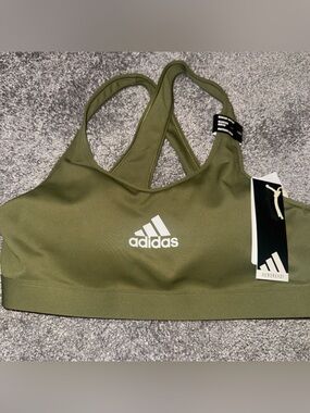 Adidas AEROREADY *!Large *  Support Wireless Sports Bra Olive Racerback